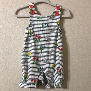 Mini Boden Easter Bunny Flowers Snap Onesie Shorts - 0-3 Months